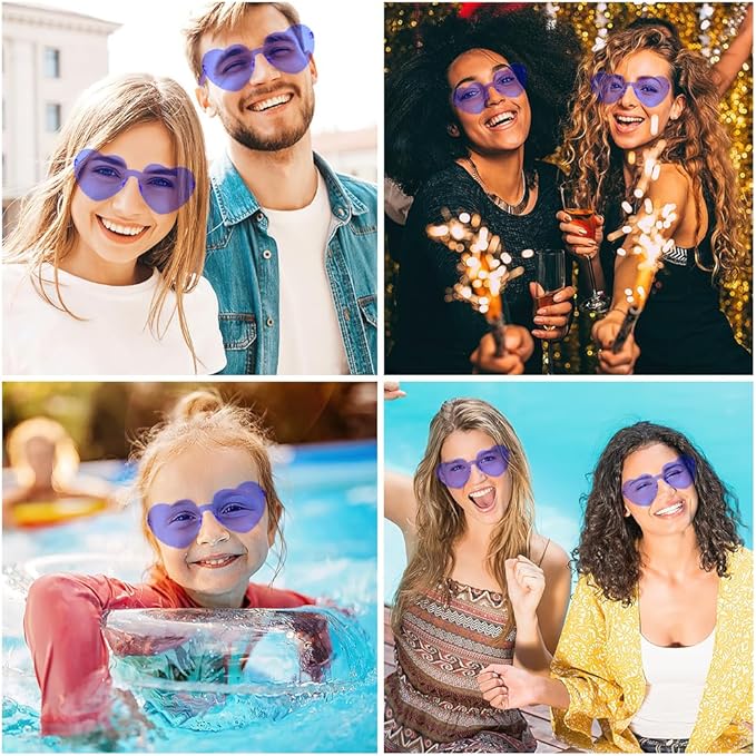 Heart Sunglasses 2 Pairs Heart Shaped Sunglasses Womens Heart Glasses Rave Sunglasses for Women Party Favors