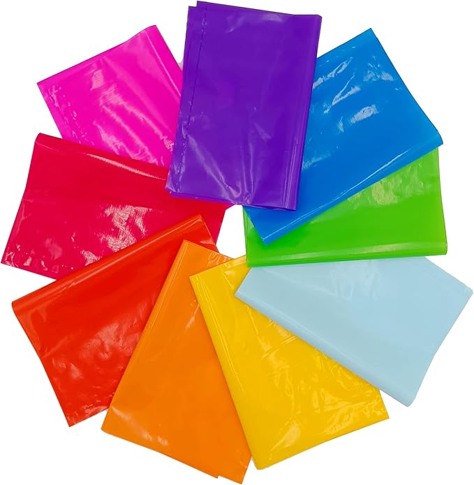 PPXMEEUDC 54PCS Plastic Handle Bag Plastic Party Favor Bags Party Gift Bags for Birthday Party Gift Shop Retail Bag Halloween Christmas Thanksgiving Candy Cookies Dessert