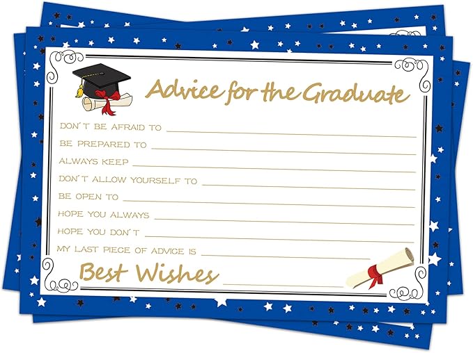 Graduation Wish & Advice Cards - 50PCs Graduate Party Supplies Advice Card for Class of 2026 Graduations Party, Graduate Favors Cards for High/College/Senior School