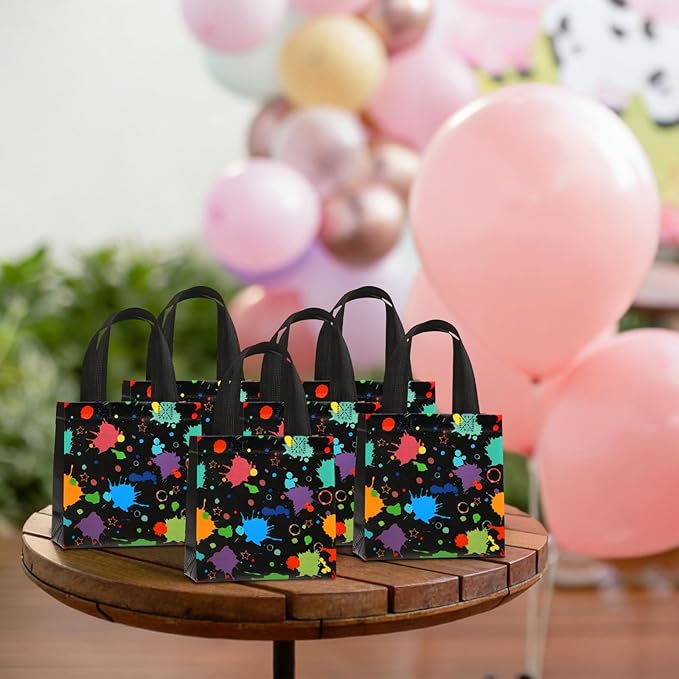 Retainbre 40 Pcs Glow in the Dark Gift Bags with Handles Party Favor Bags for Kids Birthday Non Woven Neon Goodie Bags Bulk for Candy Treat Goody Adults Parties Decoration