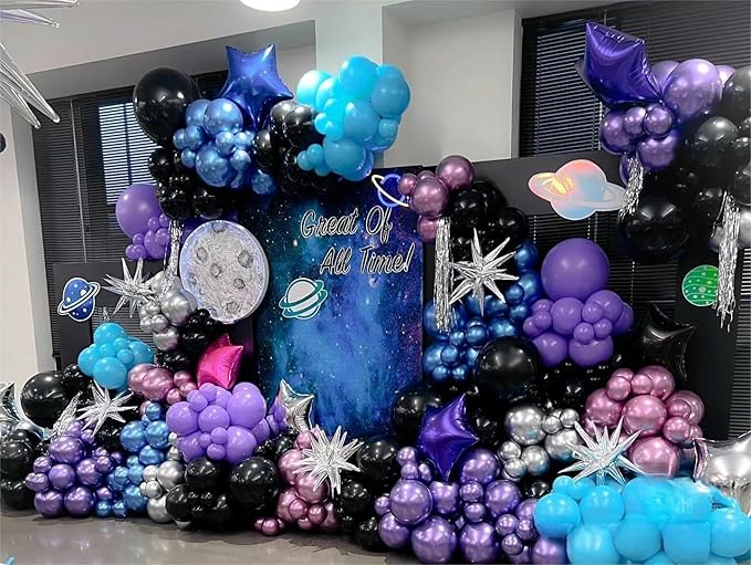 Grey Violet Maca Purple Gold Balloons Garland Arch Kit, 146Pcs Latex Balloons Different Sizes 18 12 10 5 Inch for Party Decoration Birthday Wedding Engagements Anniversary Baby Shower