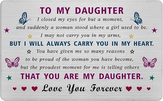 EE&YU Daughter Card Gifts - Favorite Daughter Birthday Graduation Card from Mom, I Love and Proud Adult Daughters Presents