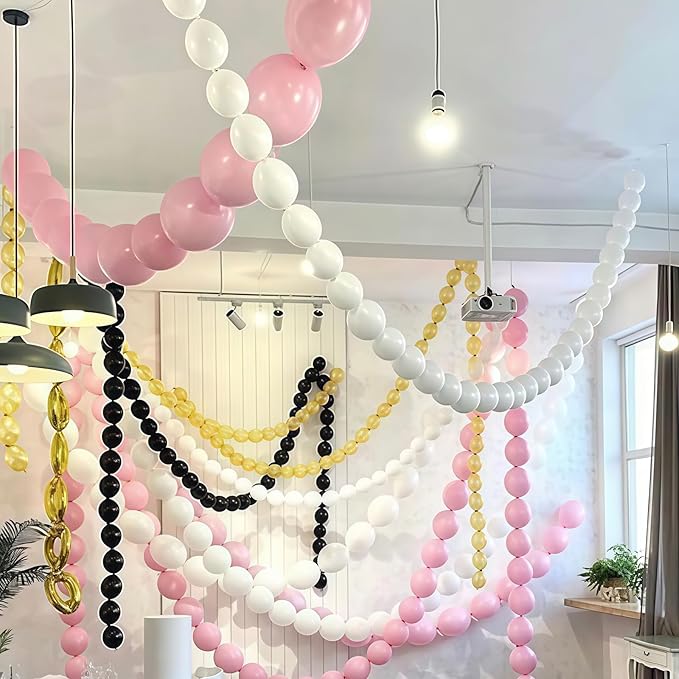 Pastel Pink Linking Balloons, 60PCS 6 Inch Small Baby Pink Link Balloons for Making Balloon Wall Heart Arch, Quick Linked Balloon for Girls Wedding Birthday Baby Shower Valentine's Party Decorations