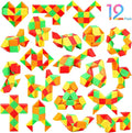 12 Pack Magic Snake Cube Fidget Toys for Kids - 24 Blocks Rainbow Twist Puzzle, Party Favors, Classroom Prizes, Birthday Goodie Bag Fillers, Stress Relief Sensory Toys