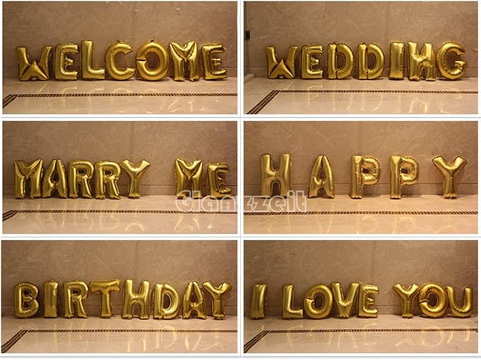 Glanzzeit 16 Inch Gold Balloons Decor Letters A to Z Numbers 0 to 9 for Wedding Prom Birthday Party (Letter L)