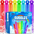 24 Pack Bubble Party Favors for Kids, Goodie Gift Bag Stuffer Fillers for Kids, 8 Colors Mini Bubble Wands Birthday Summer Beach Pool Toys for Boys Girls, Classroom Prizes Treats for Toddlers