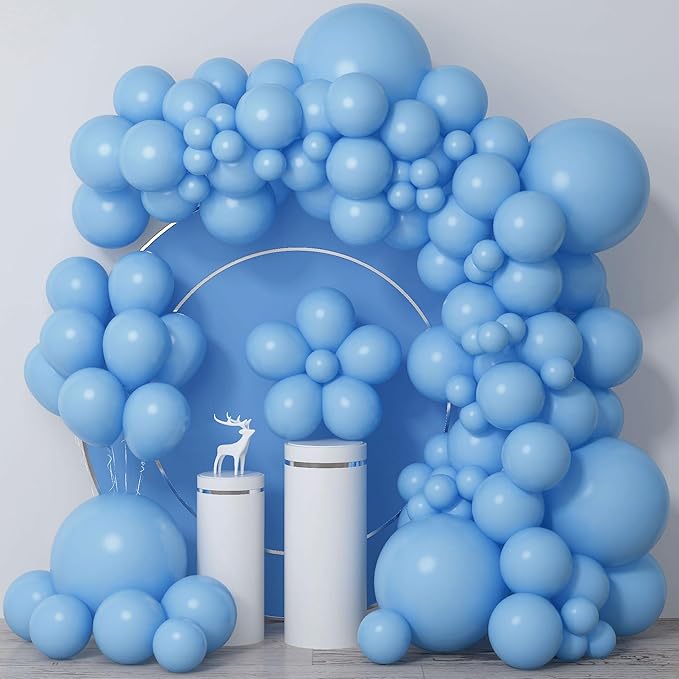 Light Blue Balloons Latex Balloon 5 10 12 18inch Different Sizes 103pcs Matte Baby Blue Sky Blue Balloons Kit for Kids Birthday Party Decoration Balloon Garland Baby Shower Wedding Holiday