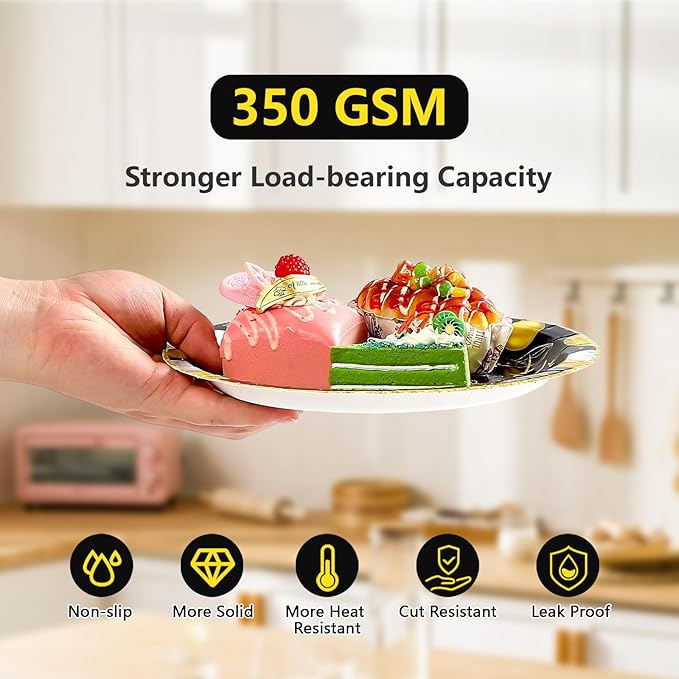 Grencian 96Pcs Happy Retirement Party Supplies Black Gold Plates and Napkins Retirement Tableware Sets Disposable Decoration for Men Birthday Farewell Graduations Going Away Party Serve 24