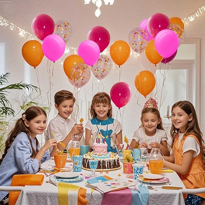 Orange Pink and Hot Pink Balloons with Confetti Balloons 12 inch Latex Balloons 80 Pcs for Wedding Birthday Baby Shower Patriotic Themed Party Decorations