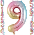 Rainbow Gradient Number 9 Balloon, 40 Inch Big Large Foil Number Balloons, Jumbo Mylar Number 9 Balloons for 9 Year Old Birthday Party Decorations Supplies Anniversary Celebration