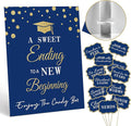 Graduation Candy Buffet Labels for Grad Party Decorations, Graduation Candy Bar Dessert Food Label Signs Set, Class of 2026 Grad Parties Table Decor Supplies (Blue and Gold)