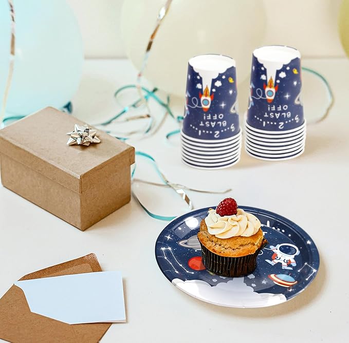 Space Birthday Decorations Tableware Boys - Outer Space Theme Party Supplies, Paper Plates, Napkin, Cup, Cutlery, Galaxy Space Astronauts Theme Party Decorations For Baby Shower | Server 24
