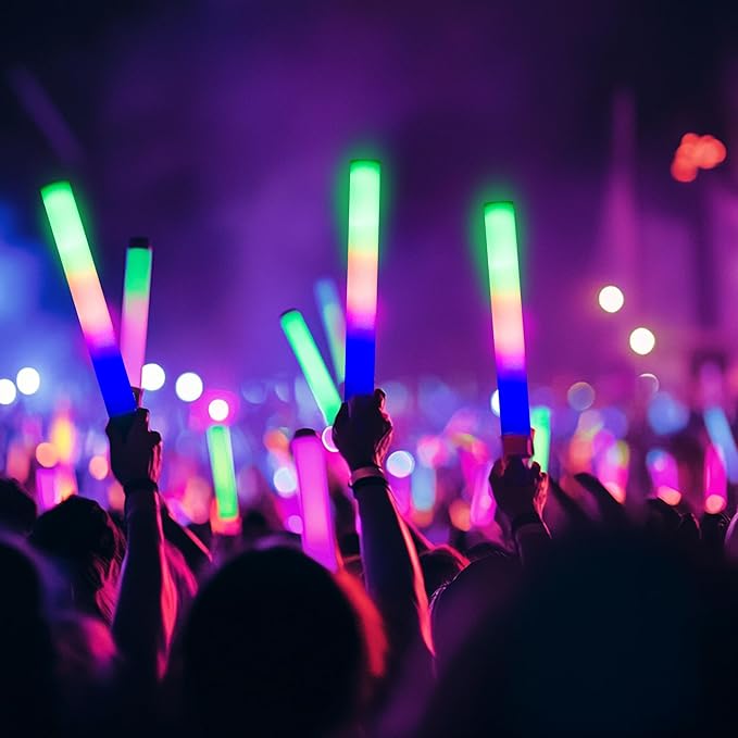 130-Pack White Foam Glow Sticks for Weddings - Bulk LED Light Up Party Glow Wands, Reception Props - Glow Sticks for Adults, Dance, Concerts, Raves.
