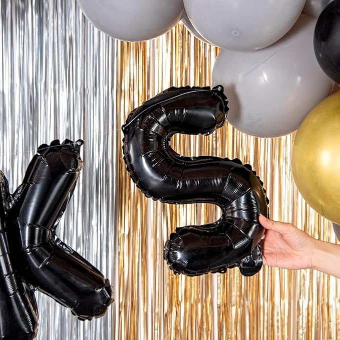 Restaurantware-Balloonify 16 Inch Letter Balloon, 1 Alphabet Party Balloon - Letter S, Self-Sealing, Black Foil Mylar Finish, Hanging Loop, Decoration For Birthday, Wedding, Or Graduation