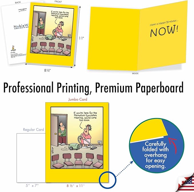 NobleWorks -1 Funny Birthday Card Inappropriate (8.5 x 11 Inch) - Humor Cartoon Bday Notecard with Envelope - Too Soon J8318BDG