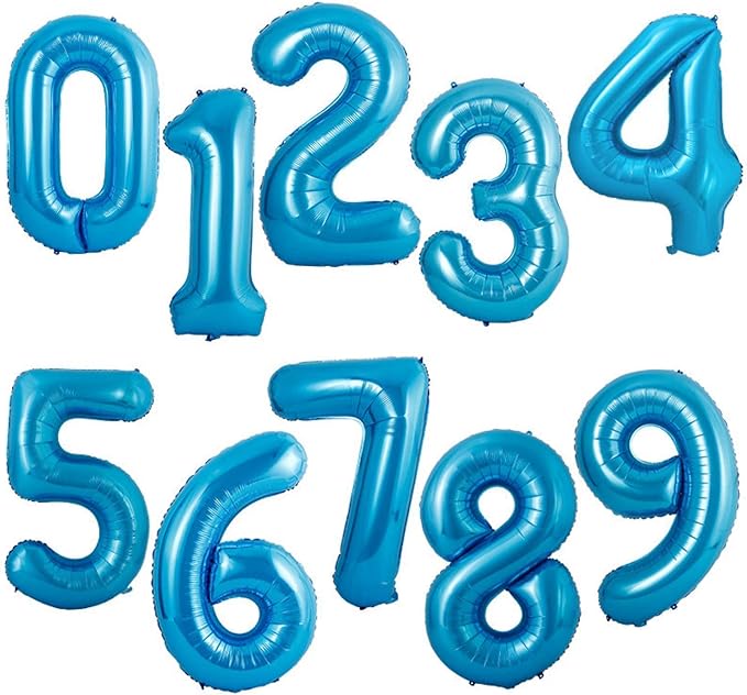40 Inch Large Foil Helium Number Balloon Birthday Wedding Party 0-9 (Blue, 6)