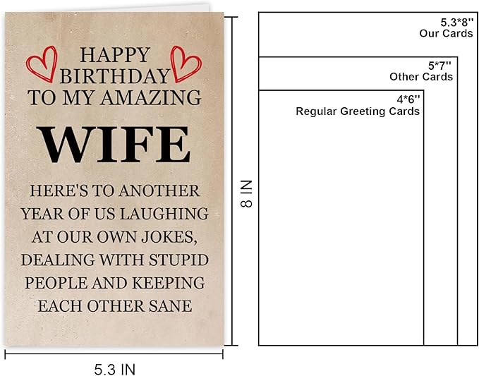 Funny Rude Birthday Card for Wife from Husband, Hilarious Humor Gift Idea for Her, Best Happy Wife Birthday Card with Sarcastic Message, Perfect Couples Gag Birthday Gift