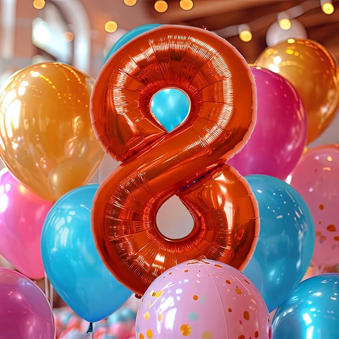 40 Inch Large Red Number Celebration and Decoration Balloon for Birthday Parties, Graduations, Anniversaries, Weddings, Photo Shoots, Special Events - Helium Foil Mylar (Red Number 8)