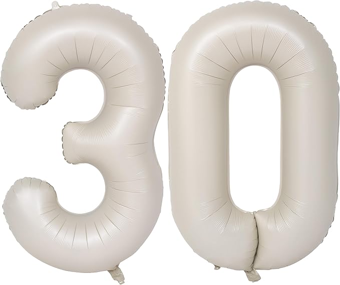 40 In Cream white Number Balloons Helium Foil Mylar Balloon Birthday Party banquet Decoration Digital 30