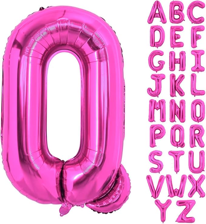 40 Inch Large Hot Pink Letter Q Balloons Alphabet Q Letter Balloons Foil Mylar Letter A Balloons for Birthday Party Anniversary New Year Graduation Wedding