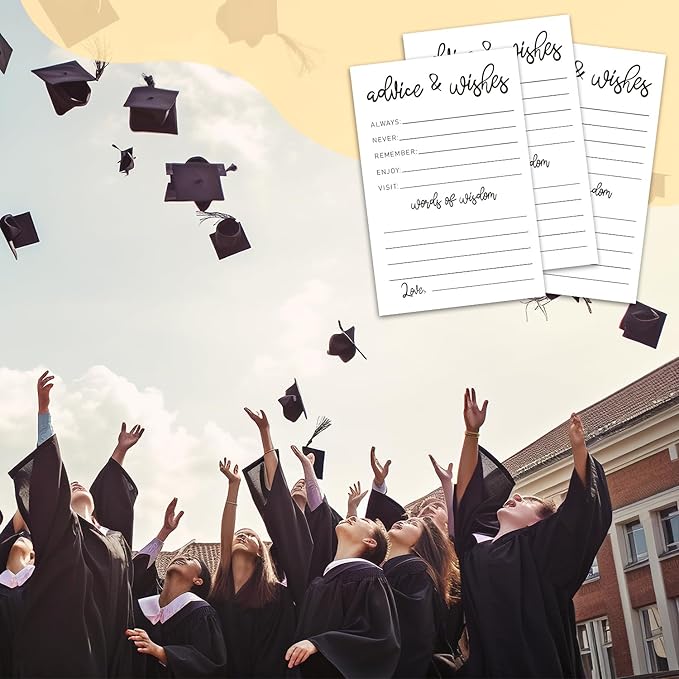 Graduation Advice and Wishes Cards, Modern Advice Cards For The Graduate, Grad Party Announcement Graduate Card, Graduation Party Games Decorations Supplies (20 Pack) B