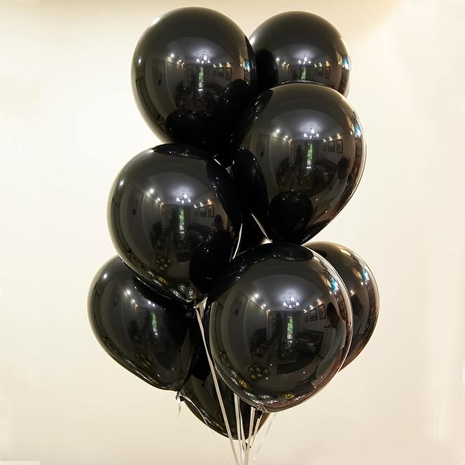 12 Inch 100 Pcs Metallic Chrome Black Balloons Latex Helium Shiny Thicken Balloons Party Decoration
