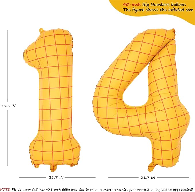 40-Inch Large Number Balloon Toy Inspired Story Matte Yellow Birthday Balloon Western Rodeo Party Supplies Boy Girl Story Anniversary Kids Birthday Party Cowboy Farm Themed Baby Welcome Decorations