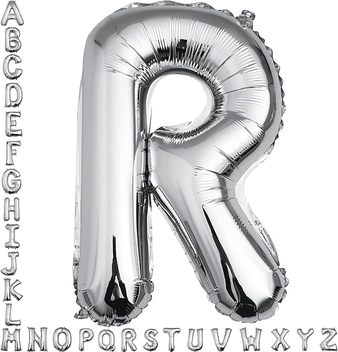 40 inch Silver Letter R Balloon, Big Size Alphabet Foil Mylar Helium Balloons for Birthday Party Celebration Wedding Anniversary Baby Shower Decorations Supplies Alphabet R