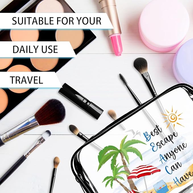 Clear Makeup Bags Gifts - 6 pcs Beach Cosmetic Bags Gifts for Women Teacher Dancer Nurse Friends Summer Beach Vacation Essentials Waterproof Travel Toiletry Organizer Foldable Zipper Pouches