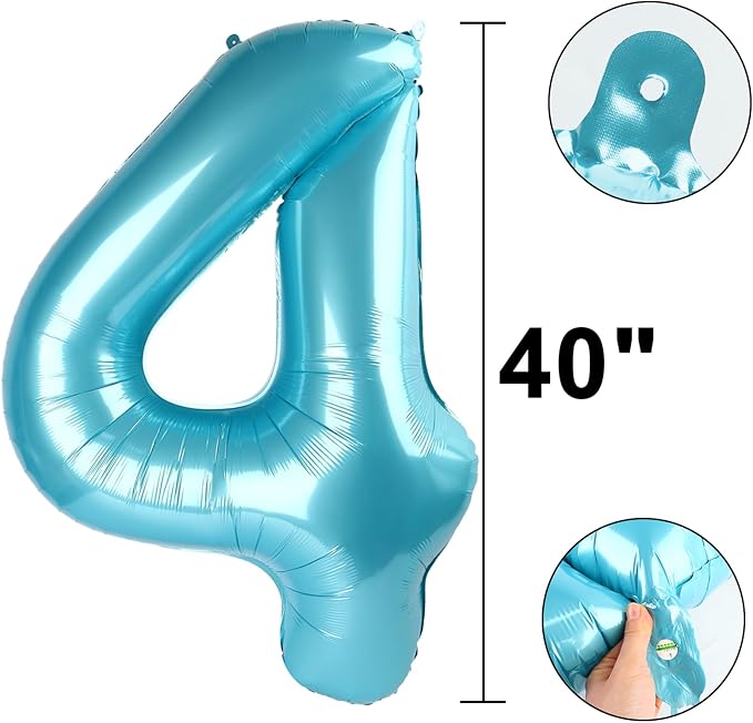 40 Inch Light Blue Number 24 Digital Balloon,Jumbo Mylar Foil Helium Balloon for 24 Balloons for Birthday Party,Wedding Anniversary Party Decorations