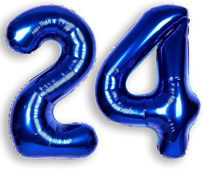 40Inch Navy Blue Number 24 Balloon Large Helium Royal Blue Number Balloons 0-9 Giant Digital 24th Foil Mylar Big Party Balloon for Boy Birthday Party Anniversary Graduation Decorations