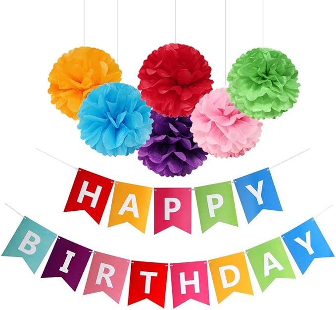 Fecedy Colorful Happy Birthday Banner Bunting for Birthday Party Decorations