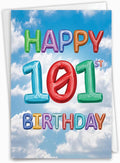 NobleWorks - Milestone Birthday Greeting Card with Envelope (4.63 x 6.75 Inch) - Inflated Messages-101 (Not Actual Balloons) C2769MBG