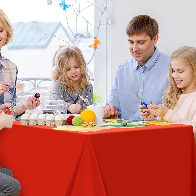 3Pcs Red Rectangle Tablecloths,Disposable Plastic Tablecloth,Waterproof Red Table Cover for Graduation Birthdays Weddings Anniversary Party Decorations,54 x 108 Inch