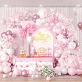 Bow Balloon Arch Kit, Pastel Baby Pink White Clear Bow Birthday Balloons for Princess Women Girl Pink Birthday Party Baby Shower Bachelorette Bridal Engagement Decorations