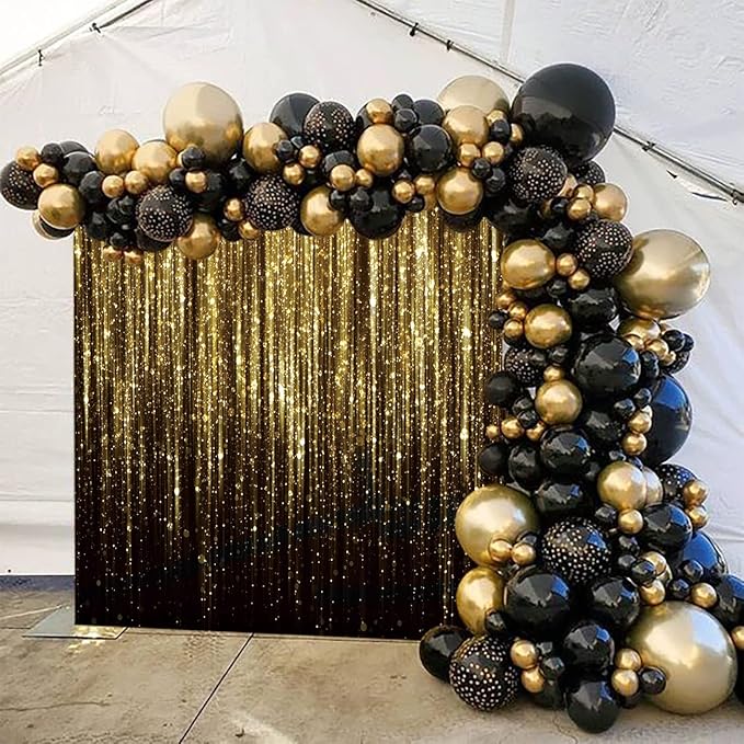 Black Gold for Adult Kids Birthday Party Photo Backdrop Decorations Banner Streamer Flash Banner Party Photography 7x5ft