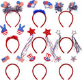9PCS 4th of July Decorations Patriotic Head Boppers Headband, Independence Day Red White Blue Party Favors Accessories
