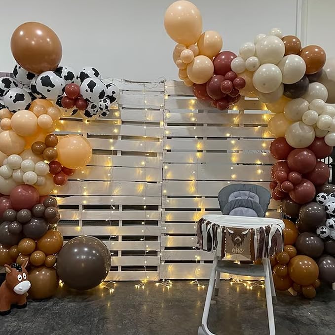 Cow Print Balloon Arch Kit, Dusty Pink and Brown Nude Balloon Garland Farm Cowgirl Western Balloons with Disco Ball Balloons for Rodeo Birthday Party Decorations Wild West Bachelorette Cowgirl Party
