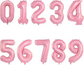 2 Set 20 Pcs Number Balloons 16 Inch Pink 0-9 Number Mylar Foil Balloons Pink Custom Digital Balloons for Birthday Party Engagement Graduations Anniversary Baby Shower Decor Party Supplies