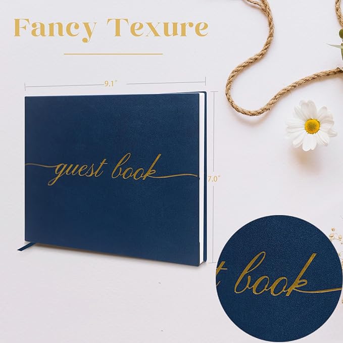 Elegant Wedding Guest Book - Perfect for Wedding Receptions, Baby Showers, Birthdays and Special Events - Polaroid Guest Book with 110 Lined Pages for Sign-In and Photos -Hardcover (Midnight Blue)
