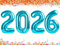 2026 Light Blue Foil Number Balloons, 2026 Light Blue Balloon 40 Inch for New Years, Blue Senior 2026 Nye Decor Party Graduations Birthday Supplies