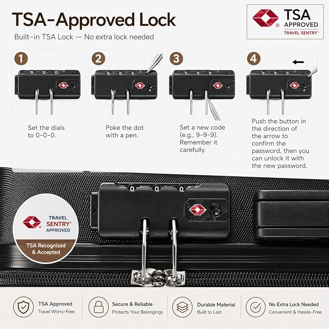 YOETEY Luggage Sets 3 Piece, Expandable Hardshell Suitcase with TSA Lock & Silent Spinner Wheels, Lightweight Hardside Travel Suitcase Set for International Trips (20/24/28 in, Black)