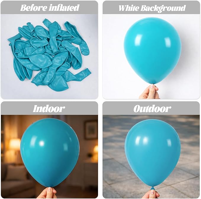 130pcs Peacock Blue Balloons Different Sizes 18" 12" 10" 5" Teal Blue Latex Balloon Garland Arch Kit for Birthday Baby Shower Graduation Wedding Gender Reveal Anniversary Party Decorations