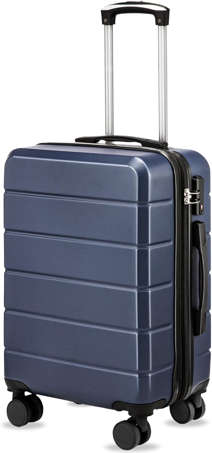 YOETEY Carry On Luggage 22x14x9 Airline Approved, Expandable ABS Hardside Suitcase with Spinner Wheels & TSA Lock, Lightweight Travel Suitcase for Business (20 in, Blue)