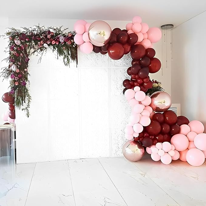 90pack Burgundy Balloons Different Size 18/12/10/5 Inch Maroon Balloon Garland Arch Kit for Graduation, Thanksgiving Day, Autumn Fall Theme Party, Wedding, Birthday Decorations