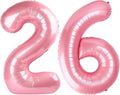 Balloon 26 Number Pastel Pink, Foil Happy 26th Birthday Balloon for Men & Women,40 Inch Large Balloons for 2 6 26 62 2026 Wedding Marriage Proposal Engagement Decorations