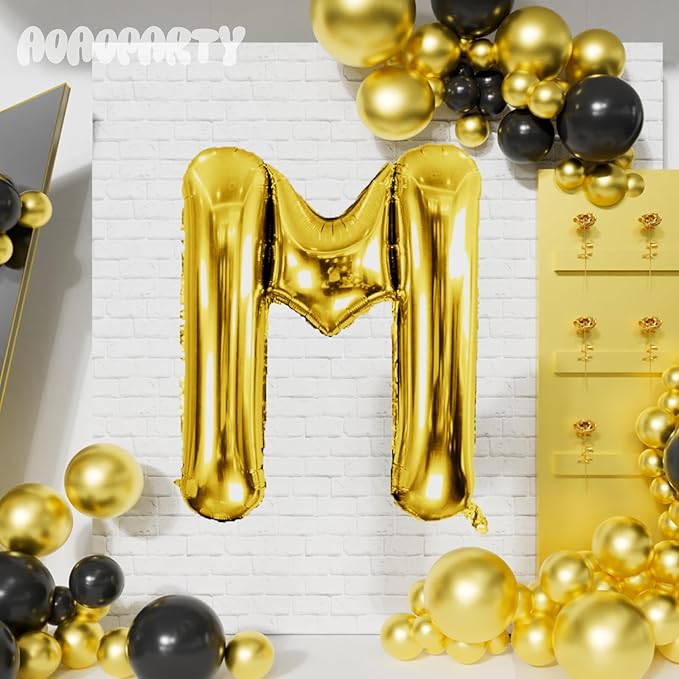 Letter Balloons 40Inch Large Giant big Foil Mylar Gold Balloons M for Birthday Party Decorations