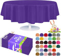 Grandipity 12 Pack Premium Disposable Plastic Tablecloth 84" Inch Decorative Round Table Cover - Purple