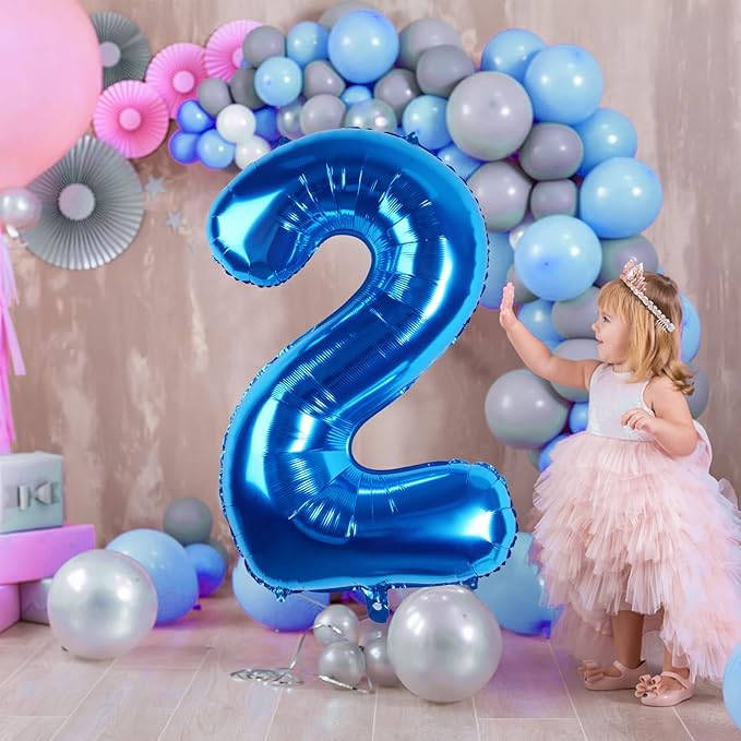 Number Balloons 40 Inch Blue Number 2 Balloon Large Helium Foil Mylar Balloons For Birthdays Party Decorations/Wedding/Anniversary/Graduations/Baby Shower