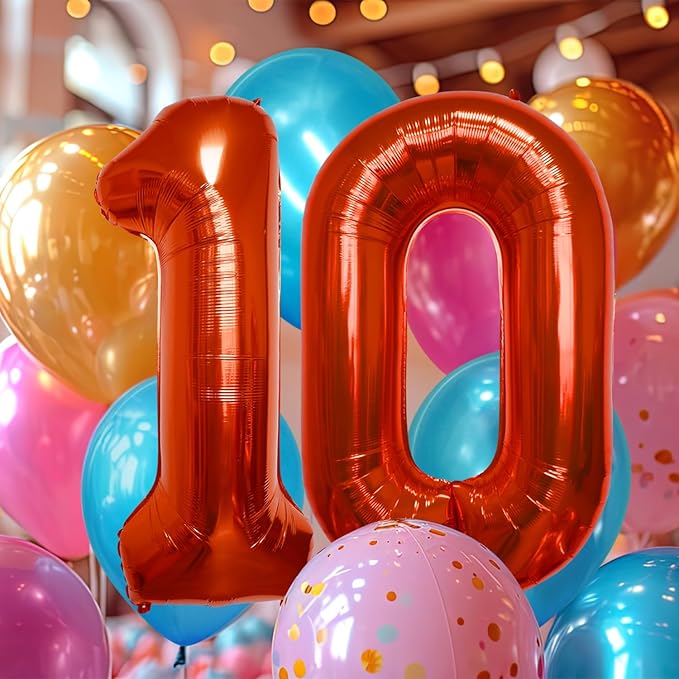 40 Inch Large Red Number Celebration and Decoration Balloon for Birthday Parties, Graduations, Anniversaries, Weddings, Photo Shoots, Special Events - Helium Foil Mylar (Red Number 10)